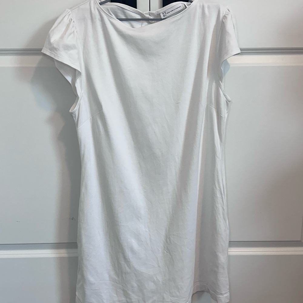 New York & Company White Knit Cap Sleeve Top